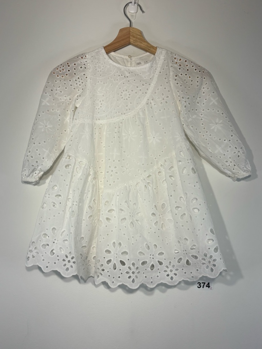 Zara White Asymmetric Dress for Kids Size 6